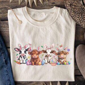 Easter Day Cow T-Shirt, Cute Cow Shirt, Bunny Cow Shirt
